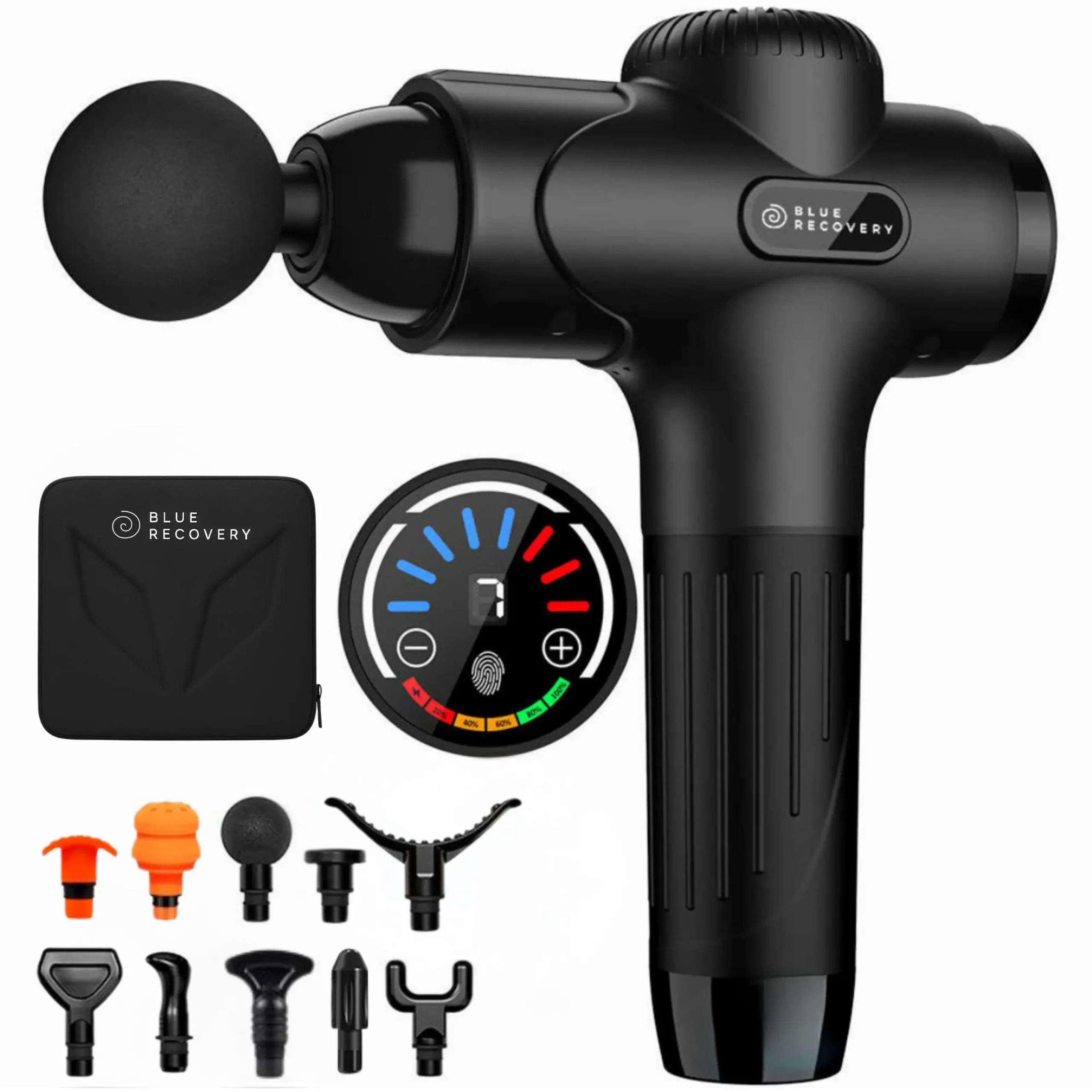 blue recovery massage gun essential vooraanzicht