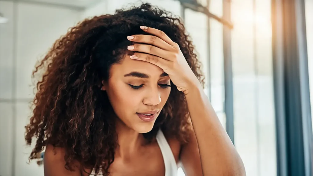 vrouw is duizelig door stress