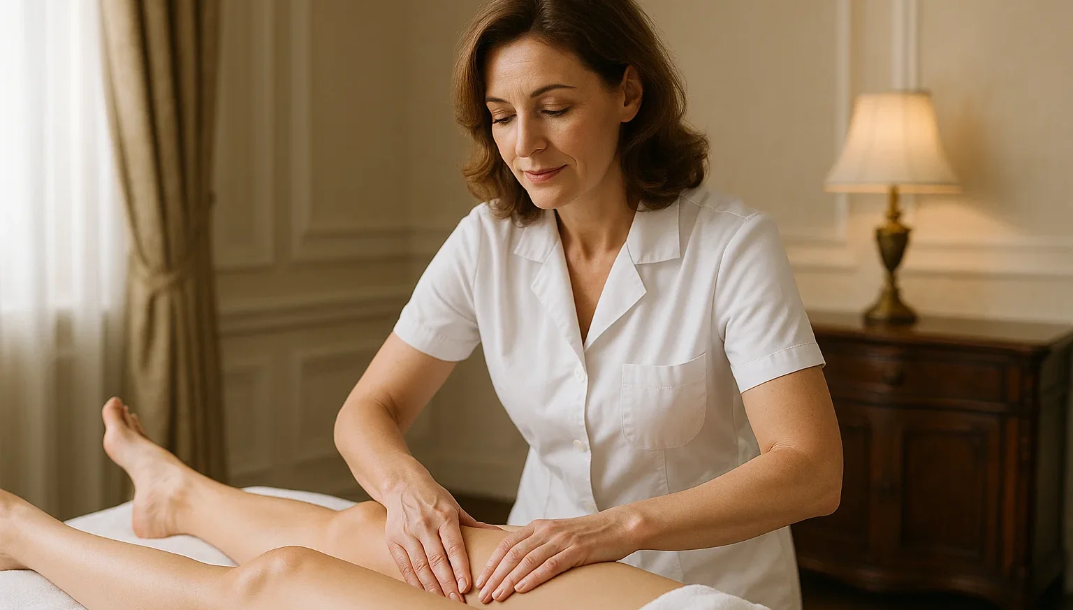 vrouw doet lymfedrainage massage