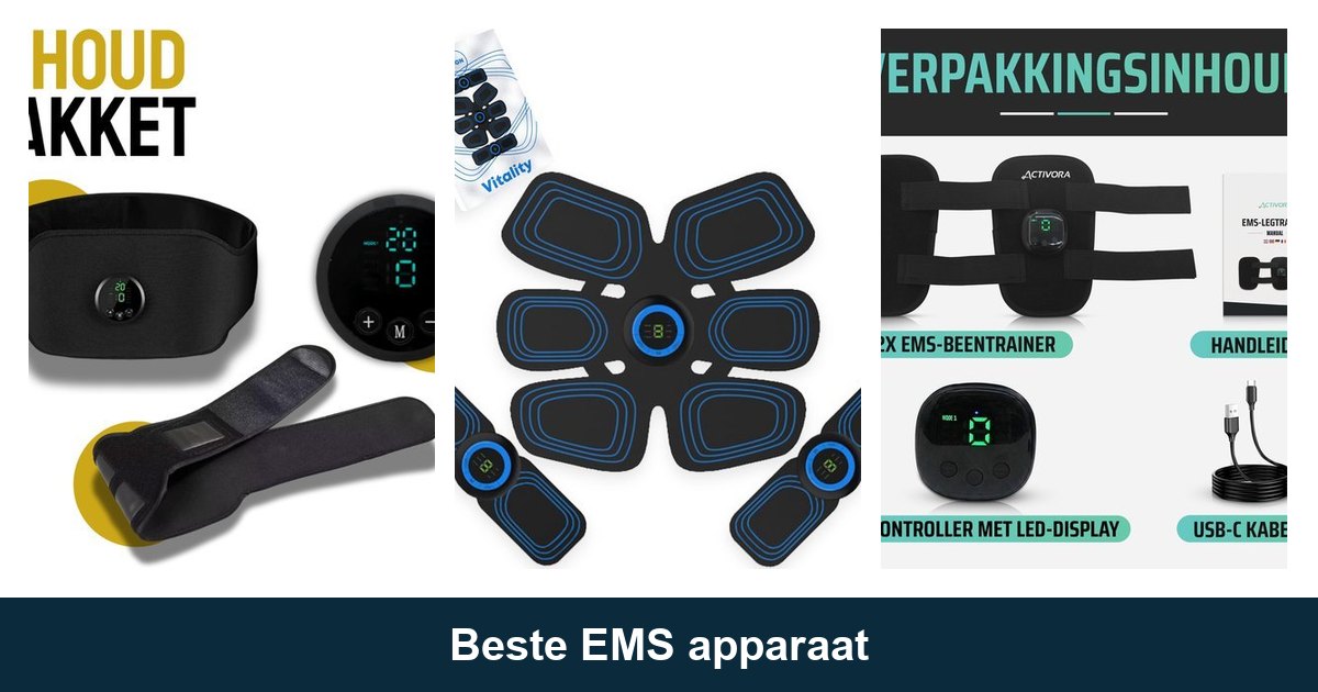 Drie producten uit de gids beste ems apparaat naast elkaar