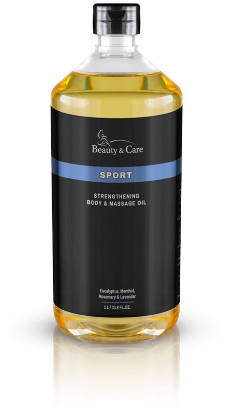 Literfles Beauty & Care sport massage olie met rozemarijn voor sportmassage