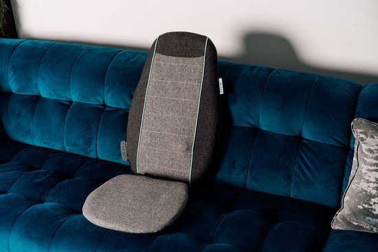 Grijze ZEN Etna shiatsu massagehoes met afstandsbediening voor op een bestaande stoel