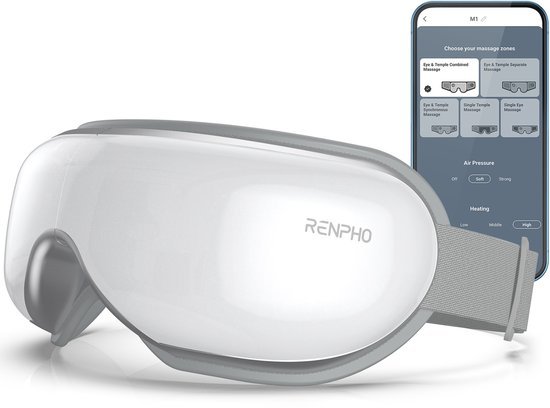 Renpho Eyeris Smart oogmassage apparaat met app, warmte en opvouwbaar ontwerp