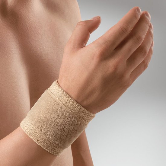 Beige BORT ActiveColor polsbandage van elastaan met klittenbandsluiting