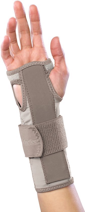Beige Mueller carpaal tunnel polsbrace met spalk in maat large voor polsomtrek 20 tot 25 cm