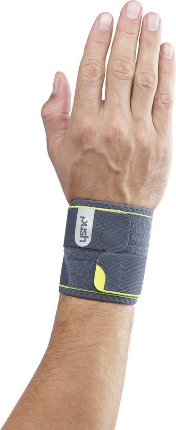 Donkergrijze Push Sports polsversteviger met klittenbandsluiting voor de rechterpols